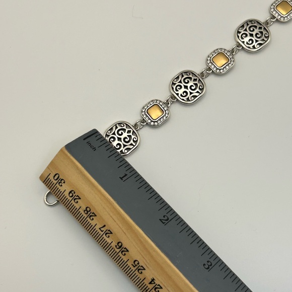 Brighton Shadow Play Bracelet Two-Tone Gold & Silver Plated Clear Crystals 8" - Picture 6 of 9